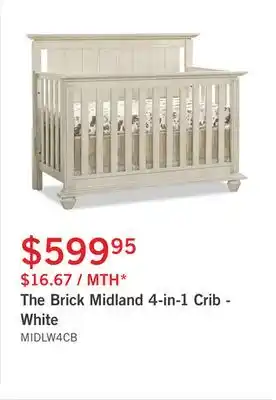 The Brick The brick midland 4-in-1 crib - white offer