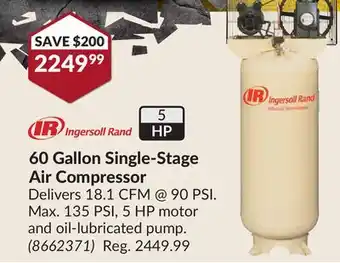 Princess Auto 60 gallon single-stage air compressor offer
