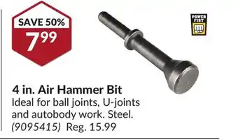 Princess Auto 4 in. air hammer bit offer