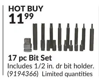 Princess Auto 17 pc bit set offer