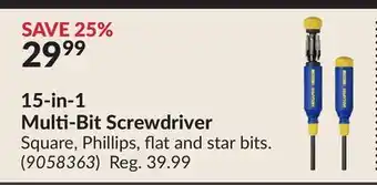 Princess Auto 15-in-1 multi-bit screwdriver offer