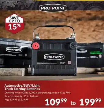 Princess Auto Automotive/suv/light truck starting batteries offer