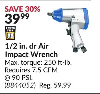 Princess Auto 1/2 in. dr air impact wrench offer