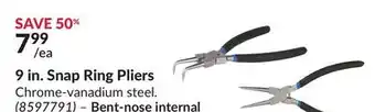 Princess Auto 9 in. snap ring pliers offer