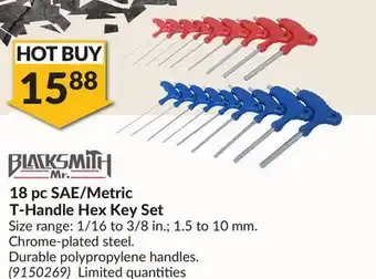 Princess Auto 18 pc sae/metric t-handle hex key set offer