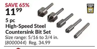 Princess Auto 5 pc high-speed steel countersink bit set offer
