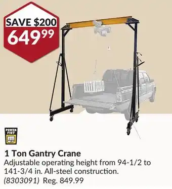 Princess Auto 1 ton gantry crane offer