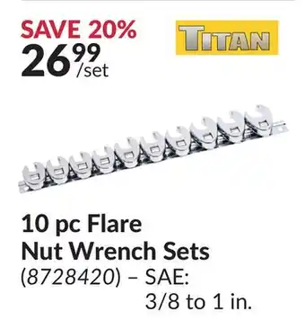 Princess Auto 10 pc flare nut wrench sets offer