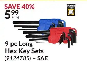 Princess Auto 9 pc long hex key sets offer