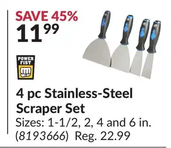 Princess Auto 4 pc stainless-steel scraper set offer