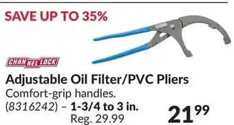 Princess Auto Adjustable oil filter/pvc pliers offer