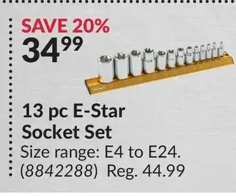 Princess Auto 13 pc e-star socket set offer