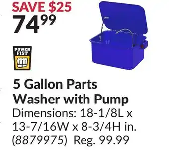 Princess Auto 5 gallon parts washer with pump offer
