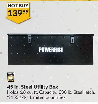 Princess Auto 45 in. steel utility box offer