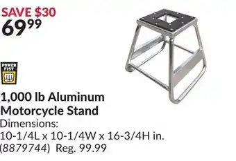 Princess Auto 1,000 lb aluminum motorcycle stand offer