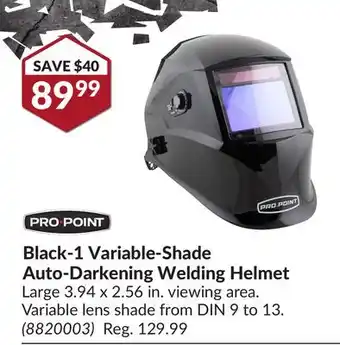 Princess Auto Black-1 variable-shade auto-darkening welding helmet offer