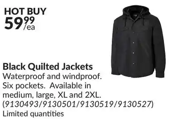 Princess Auto Black quilted jackets offer