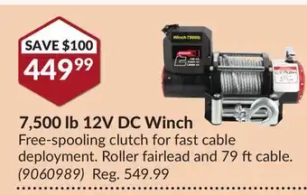 Princess Auto 7, 500 lb 12v dc winch offer