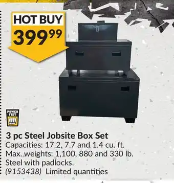 Princess Auto 3 pc steel jobsite box set offer