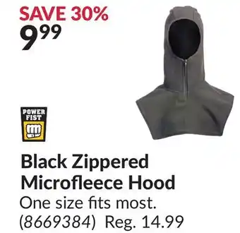 Princess Auto Black zippered microfleece hood offer