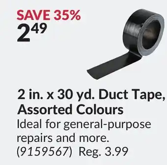 Princess Auto 2 in. x 30 yd. duct tape assorted colours offer
