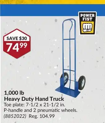 Princess Auto 1,000 lb heavy duty hand truck offer