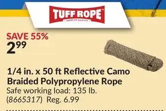 Princess Auto In. 50 reflective camo braided polypropylene rope offer