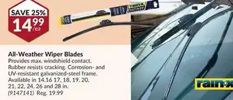 Princess Auto All-weather wiper blades offer