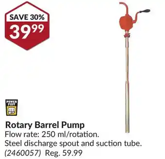 Princess Auto Rotary barrel pump offer
