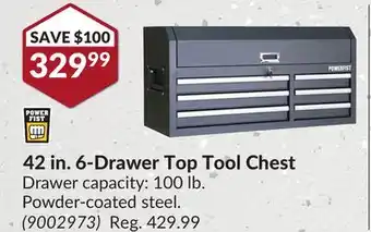 Princess Auto 42 in. 6-drawer top tool chest offer