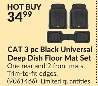 Princess Auto Cat 3 pc black universal deep dish floor mat set offer