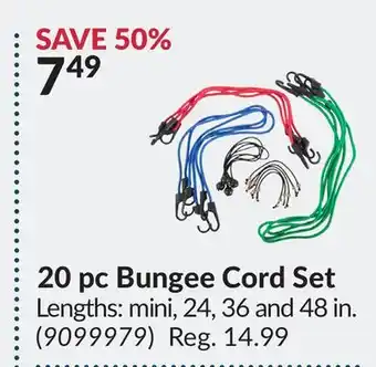 Princess Auto 20 pc bungee cord set offer