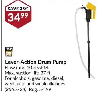 Princess Auto Lever-action drum pump offer