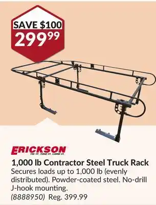 Princess Auto 1, 000 lb contractor steel truck rack offer