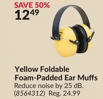 Princess Auto Yellow foldable foam-padded ear muffs offer