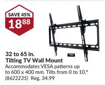 Princess Auto 32 to 65 in. tilting tv wall mount offer