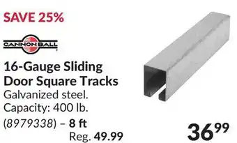 Princess Auto 16-gauge sliding door square tracks offer