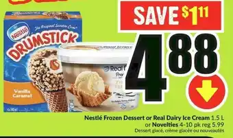 FreshCo Nestlé Frozen Dessert or Real Dairy Ice Cream 1.5L or Novelties 4-10 pk offer