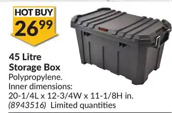 Princess Auto 45 litre storage box offer
