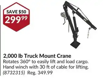 Princess Auto 2, 000 lb truck mount crane offer