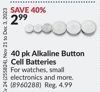 Princess Auto 40 pk alkaline button cell batteries offer