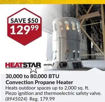 Princess Auto 30, 000 to 80, 000 btu convection propane heater offer