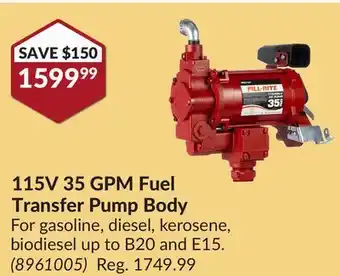 Princess Auto 115v 35 gpm fuel transfer pump body offer