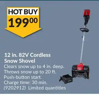 Princess Auto 12 in. 82v cordless snow shovel offer