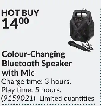 Princess Auto Colour-changing bluetooth speaker with mic offer