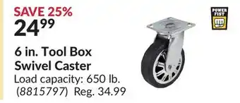 Princess Auto 6 in. tool box swivel caster offer