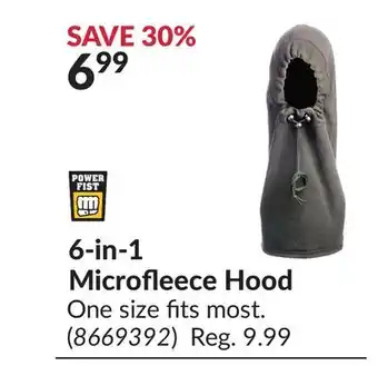 Princess Auto 6-in-1 microfleece hood offer