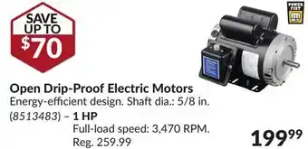 Princess Auto Open drip-proof electric motors offer