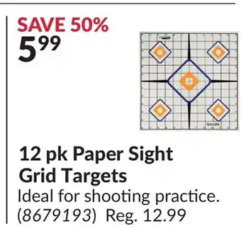 Princess Auto 12 pk paper sight grid targets offer