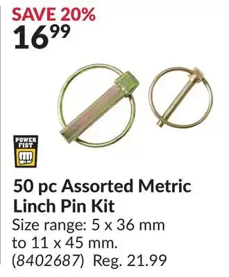 Princess Auto 50 pc assorted metric linch pin kit offer
